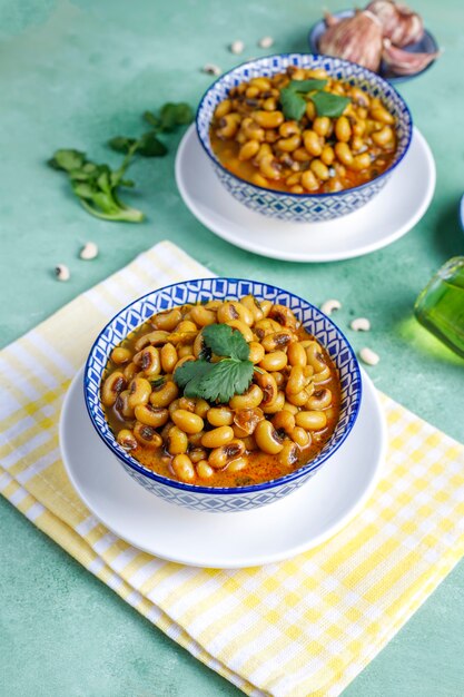 Black eyed bonen curry, Indiase keuken.