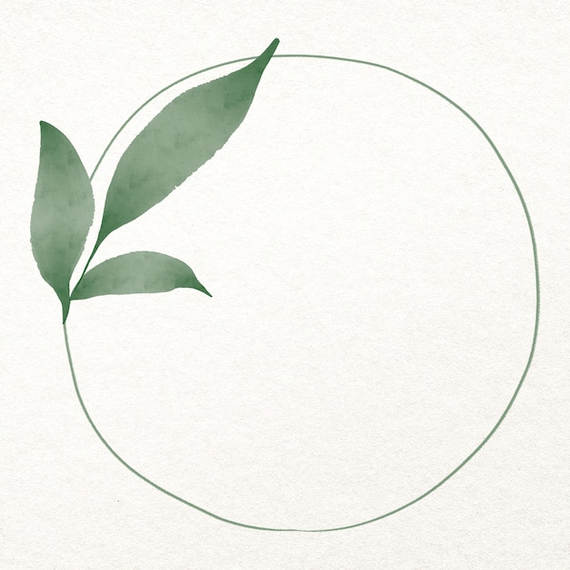 Blad rond frame in aquarel groen