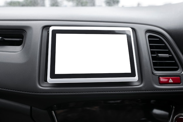 Gratis foto blanco ingebouwd navigatiescherm in slimme auto