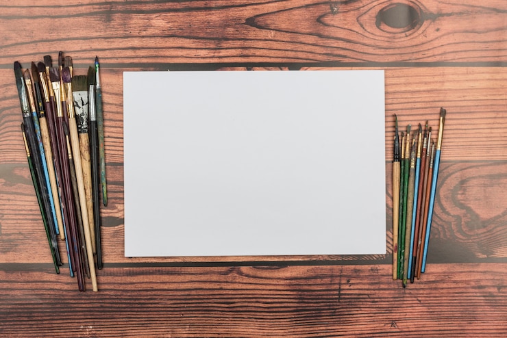 Gratis Foto blanco papier en penselen