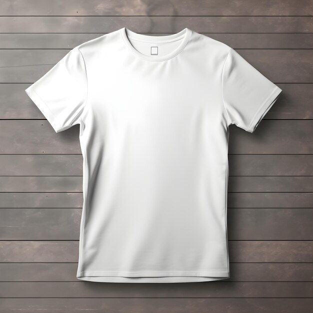 blanco witte t-shirt mockup op houten achtergrond