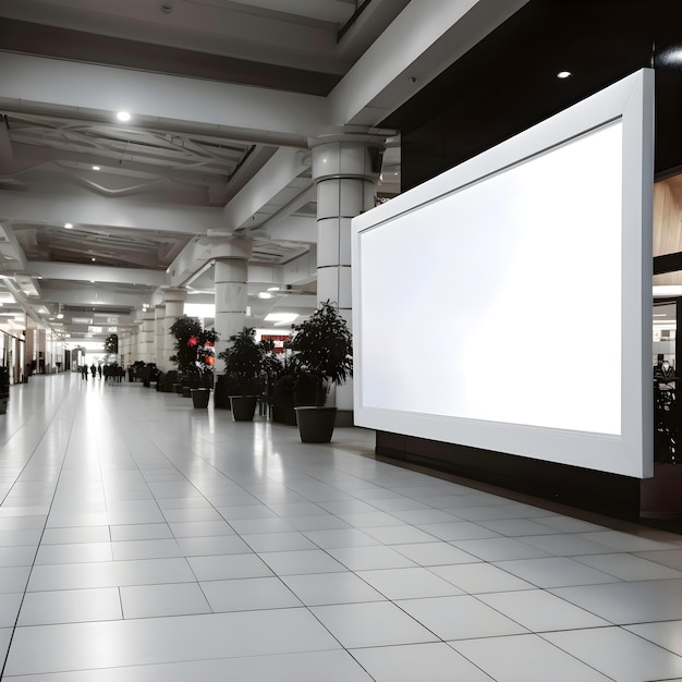 Gratis foto blank billboard in de lobby van de luchthaven 3d rendering