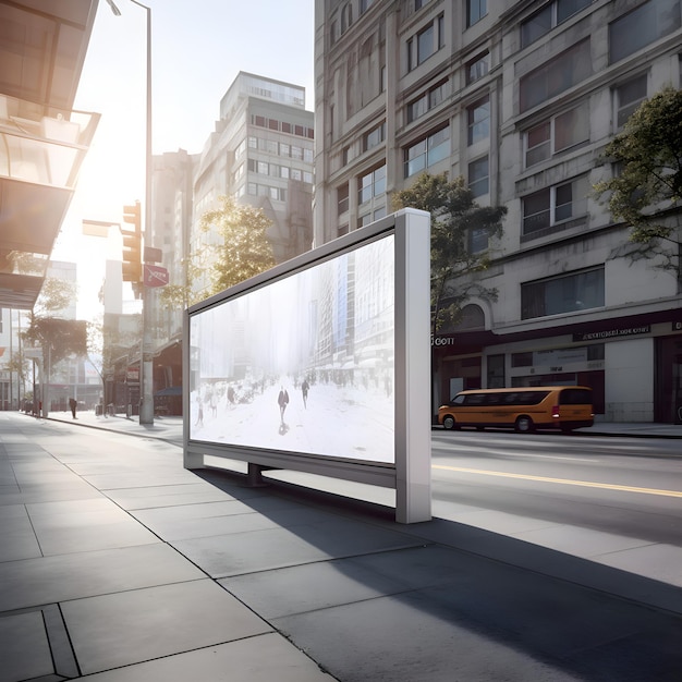 Blank billboard op de straat in de stad 3d rendering