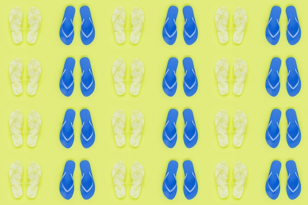 Gratis foto blauw en geel flip-flop patroon