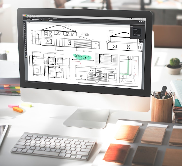 Gratis Foto blauwdruk architect bouw project schets concept