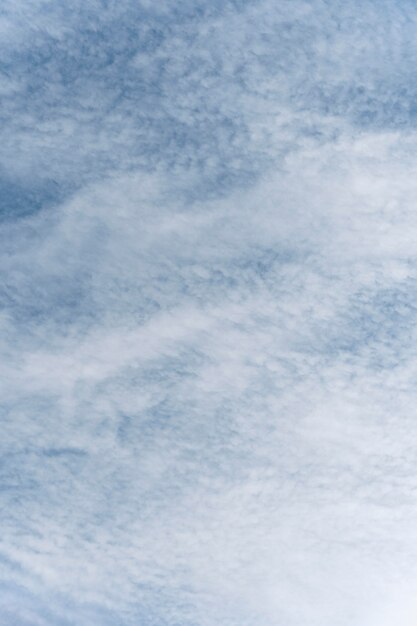 Blauwe hemel met winderige wolken verticaal schot