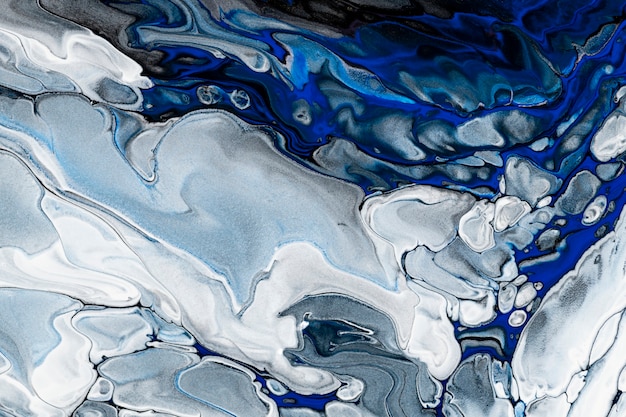 Blauwe marmeren swirl achtergrond abstracte vloeiende textuur experimentele kunst experimental