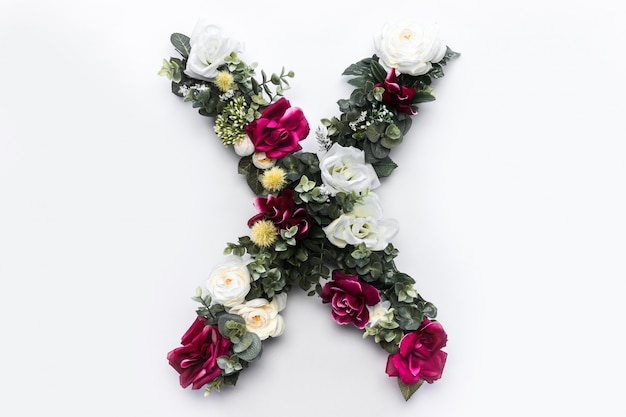 Gratis foto bloem letter x bloemen monogram