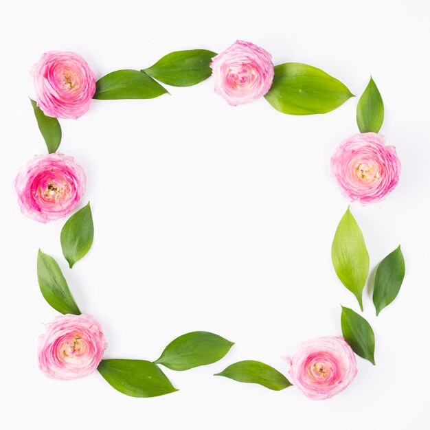 Bloemen vierkant frame met bladeren