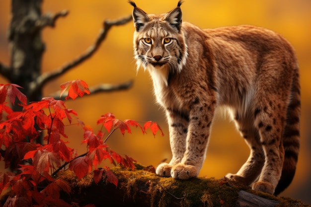 Bobcat in het herfstseizoen van de natuur