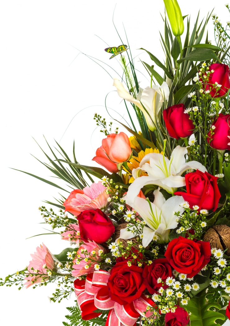 Gratis Foto boeket bloemen met een witte achtergrond