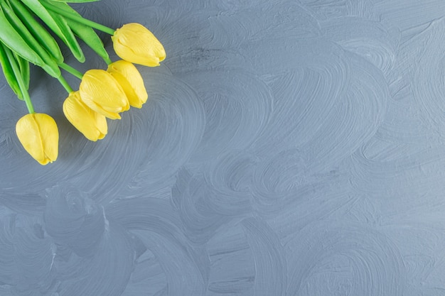 Boeket van gele tulpen, op de witte achtergrond. Hoge kwaliteit foto