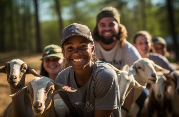 Boer die voor een fotorealistische geitenboerderij zorgt