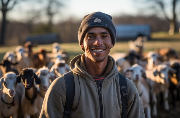 Boer die voor een fotorealistische geitenboerderij zorgt