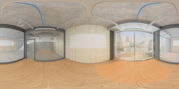 Bolvormig panorama van een modern wooninterieur cg render 3d illustratie