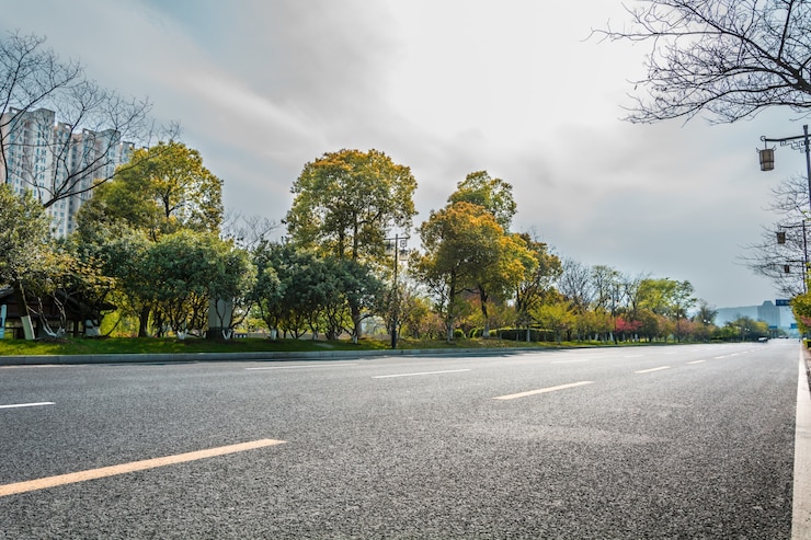 Gratis Foto bomen gezien vanaf de weg