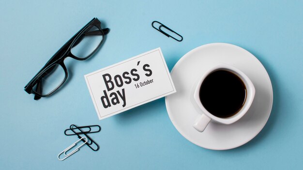 Boss's day arrangement op blauwe achtergrond