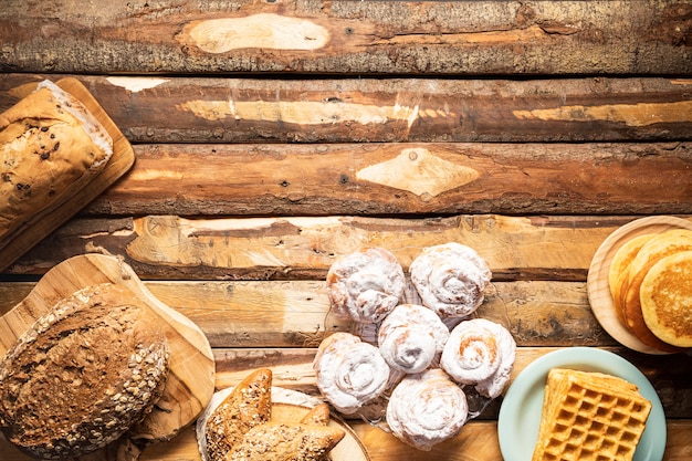 Boven weergave herfst eten met kopie-ruimte