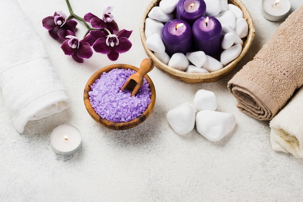 Bovenaanzicht aromatherapie spa concept