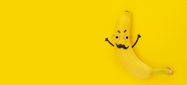 Bovenaanzicht banaan met kopie ruimte