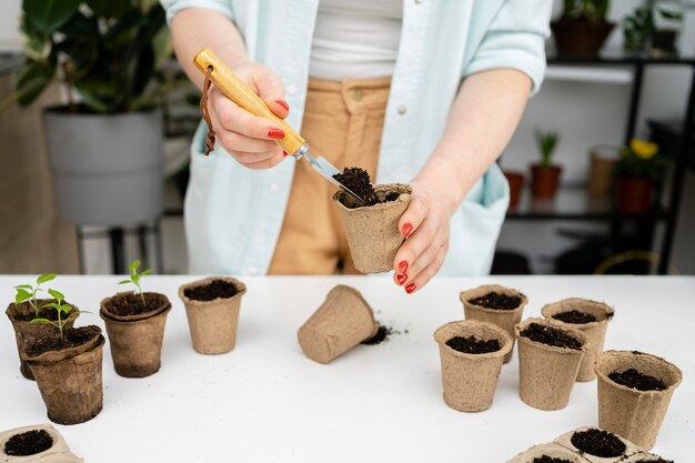 Bovenaanzicht bodem voor planten