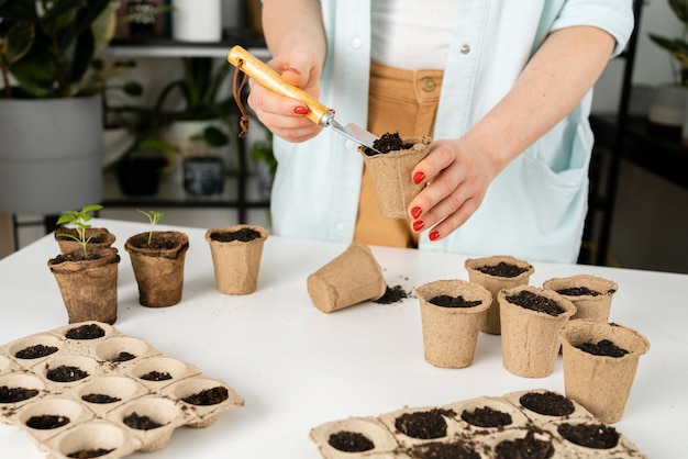 Bovenaanzicht bodem voor planten