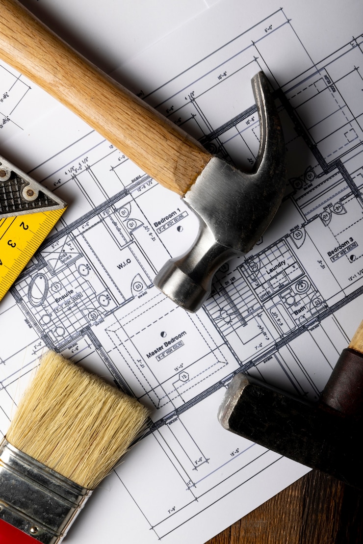Gratis Foto bovenaanzicht bouw hamers stilleven