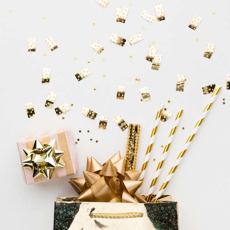 Gratis Foto bovenaanzicht cadeau en decoraties voor feest