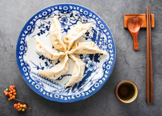 Bovenaanzicht collectie van Chinese gestoomde broodjes