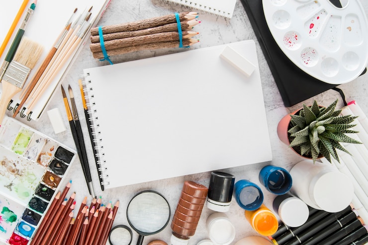 Gratis Foto bovenaanzicht decoratie met verf