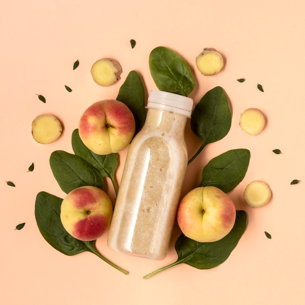 Gratis foto bovenaanzicht detoxdrank met nectarines