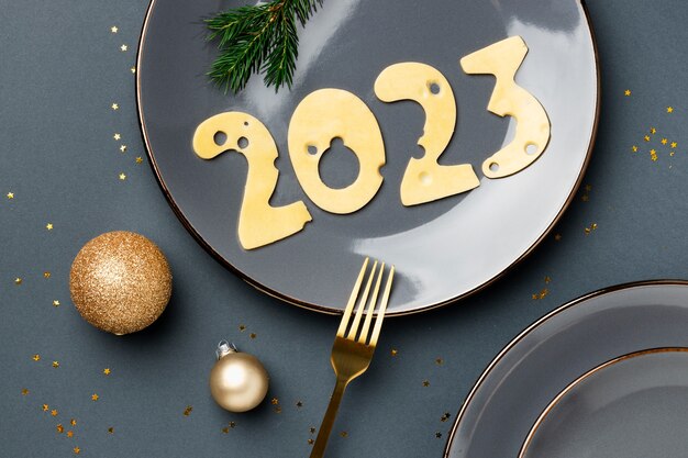 Bovenaanzicht eten en globes