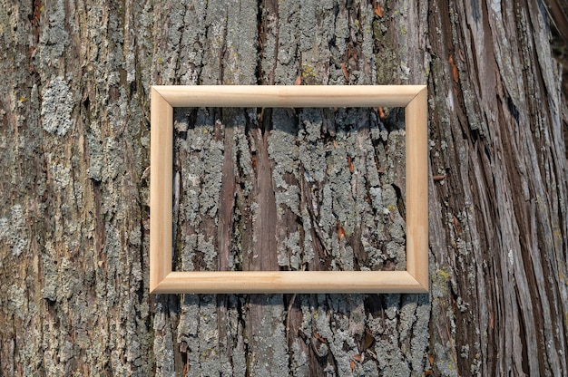 Bovenaanzicht frame op houten achtergrond