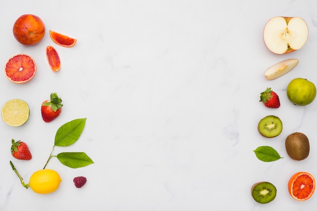 Gratis foto bovenaanzicht fruitlijn