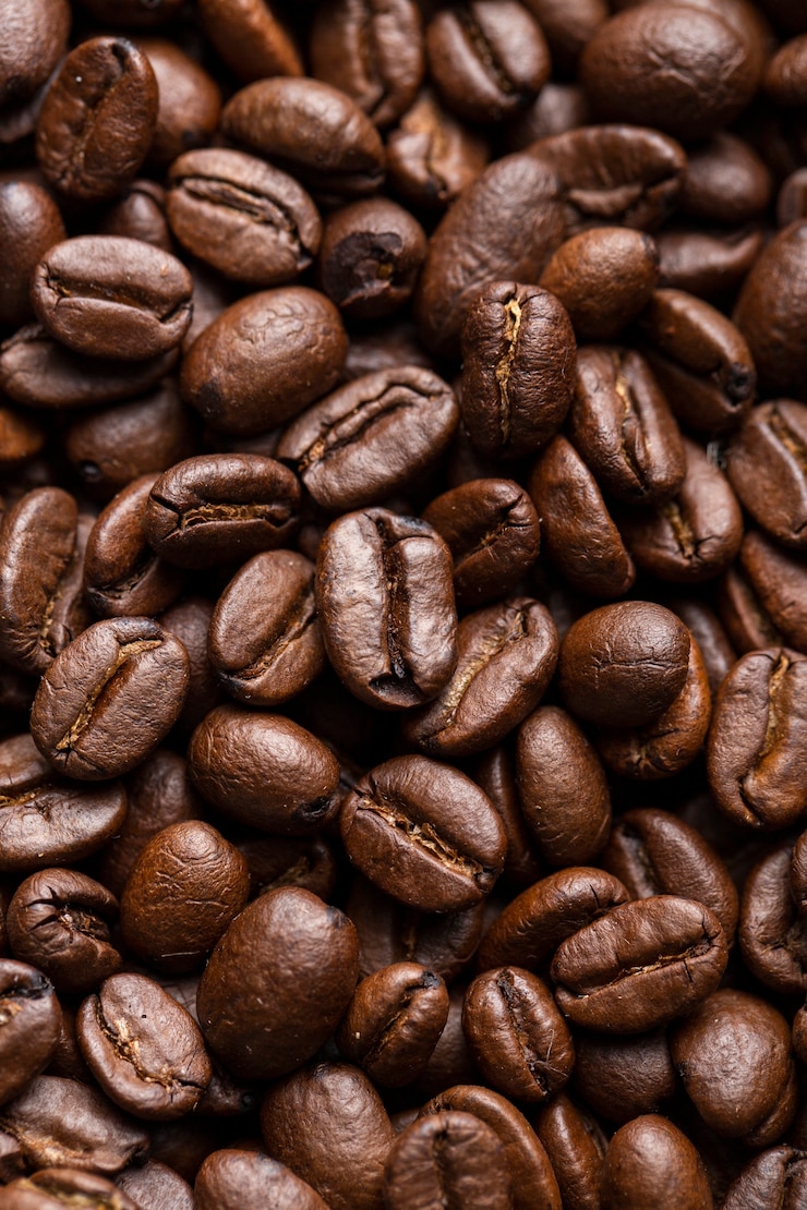 Gratis Foto bovenaanzicht gebrande koffiebonen