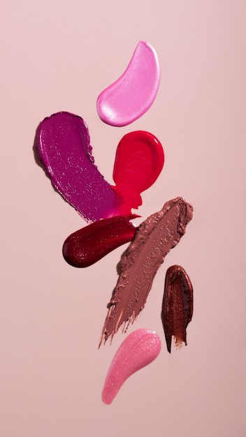 Bovenaanzicht gemengde lippenbalsems textuur