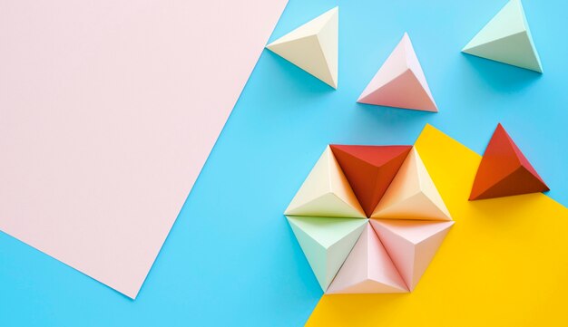 Bovenaanzicht geometrische collectie met kopie-ruimte