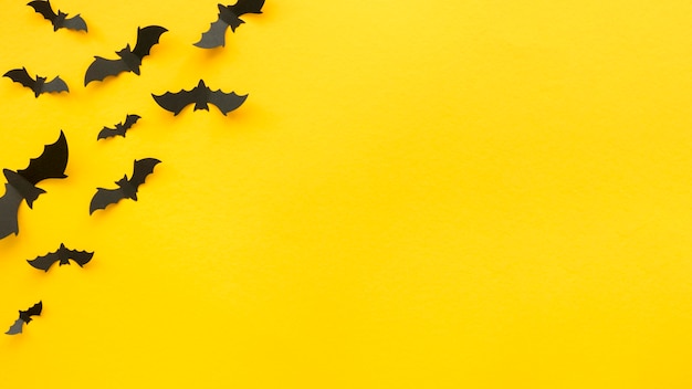 Bovenaanzicht griezelig halloween-concept met vleermuizen