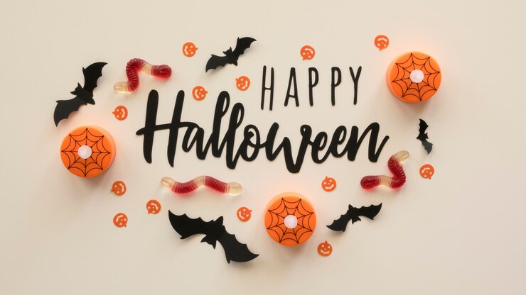 Gratis Foto bovenaanzicht halloween concept met groet