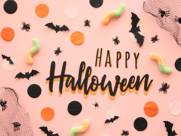 Gratis foto bovenaanzicht halloween concept met groet