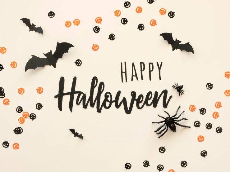 Gratis Foto bovenaanzicht halloween concept met groet