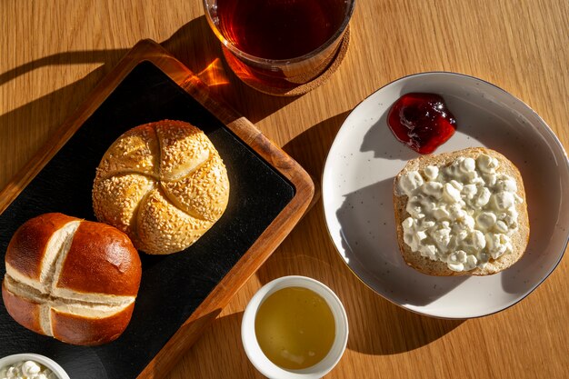 Bovenaanzicht heerlijk eten arrangement