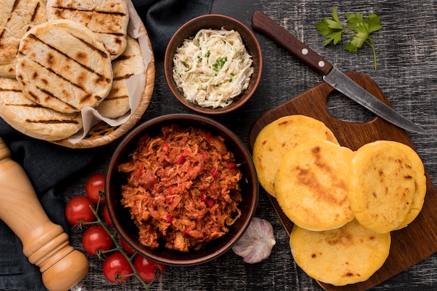 Bovenaanzicht heerlijk eten assortiment