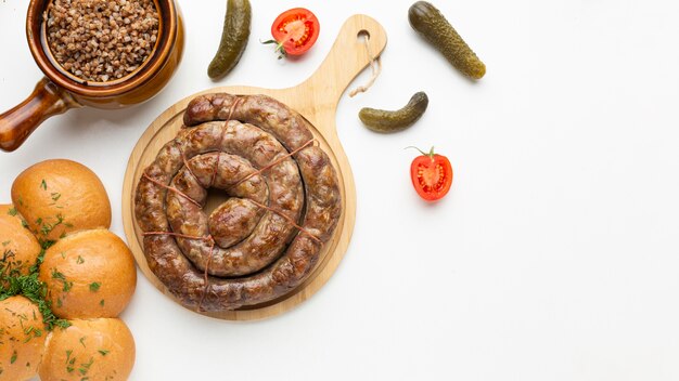 Bovenaanzicht heerlijk eten met kopie-ruimte