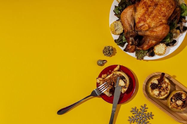 Bovenaanzicht heerlijk eten met kopie ruimte