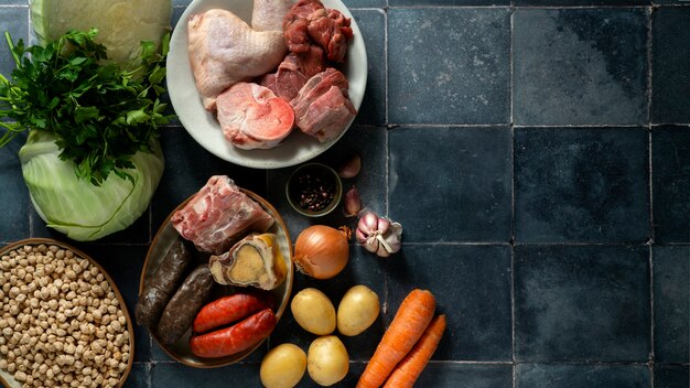 Bovenaanzicht heerlijk eten op tafel