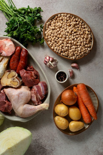 Bovenaanzicht heerlijk eten op tafel