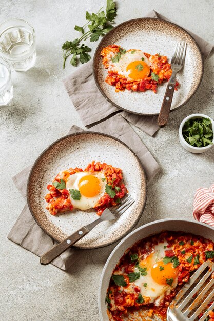 Bovenaanzicht heerlijk joods eten