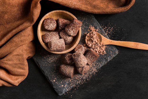 Bovenaanzicht heerlijke chocoladesnack