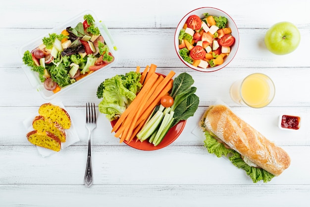 Bovenaanzicht heerlijke lunchpauze